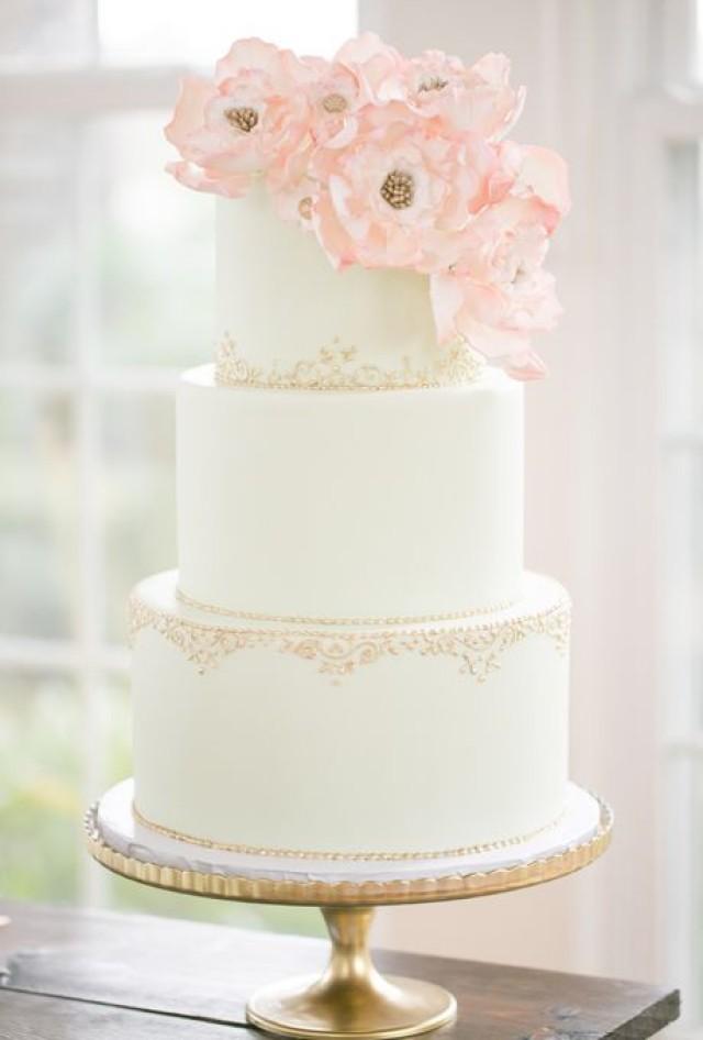 Gold and Blush Wedding Cake