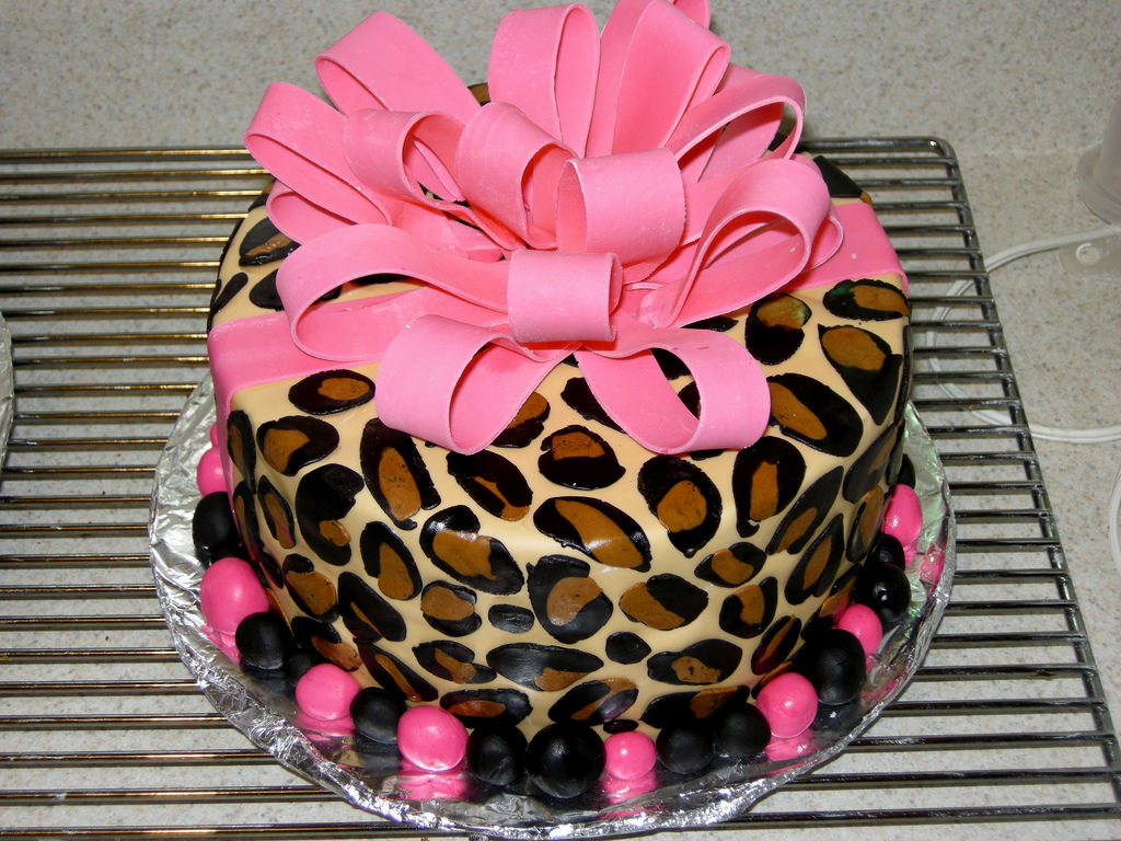 Leopard Print Birthday Cake