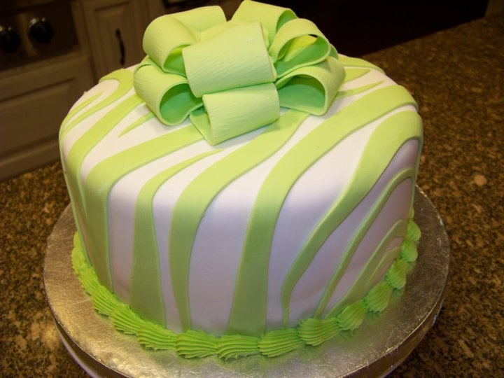 Lime Green Zebra Print Birthday Cake