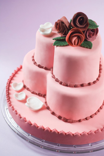 Pink Heart Shaped Wedding Cake