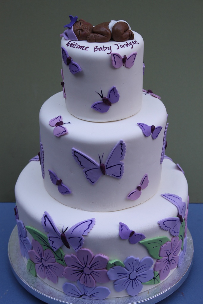 Purple Butterfly Baby Shower Cake