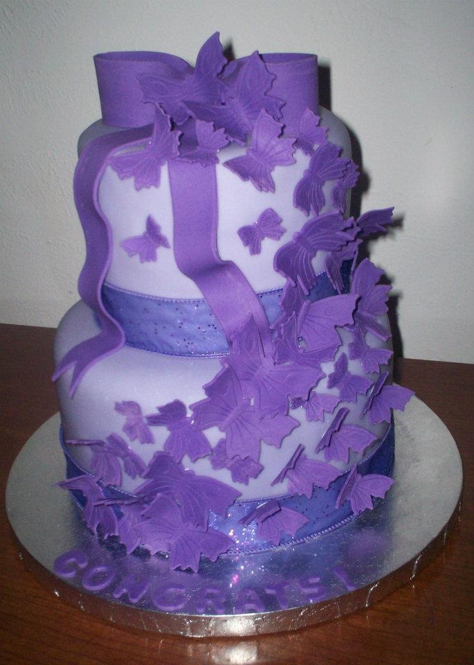 Purple Butterfly Baby Shower Cake