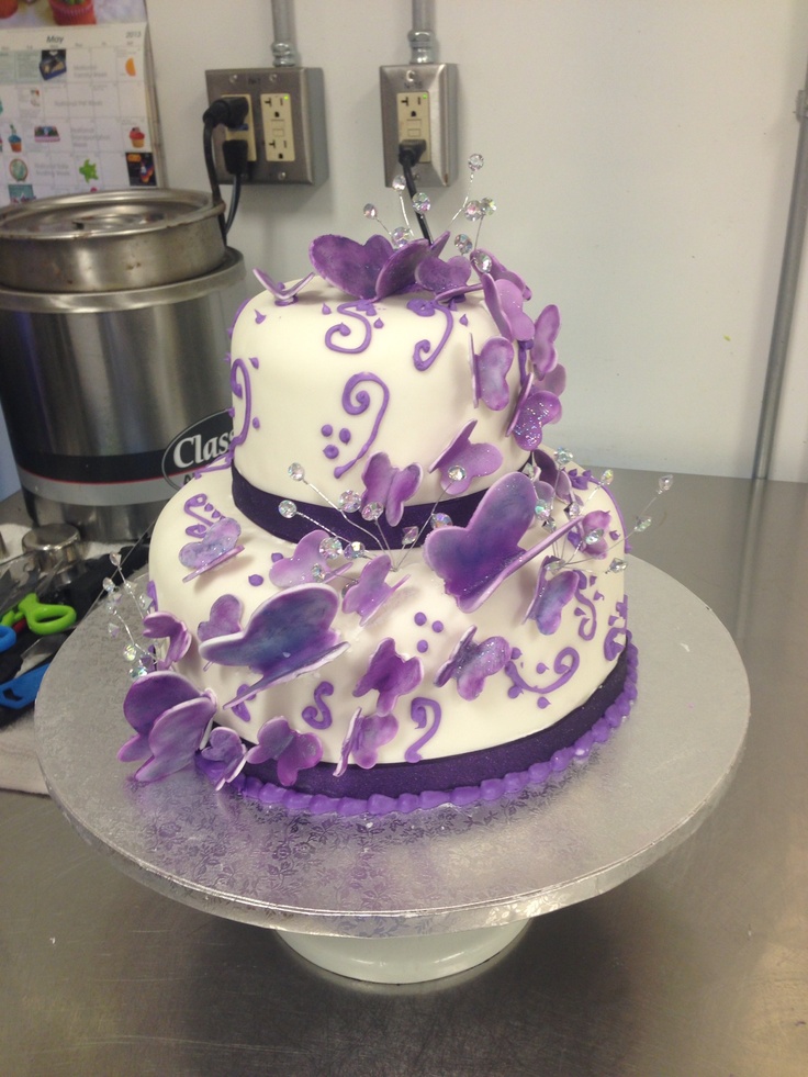 Purple Butterfly Baby Shower Cake