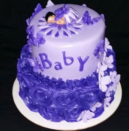 Purple Butterfly Baby Shower Cake