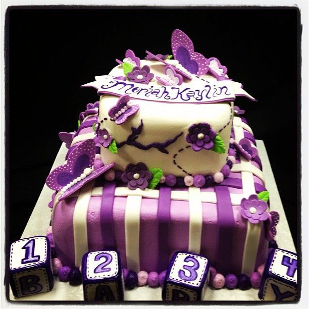 Purple Butterfly Baby Shower Cake