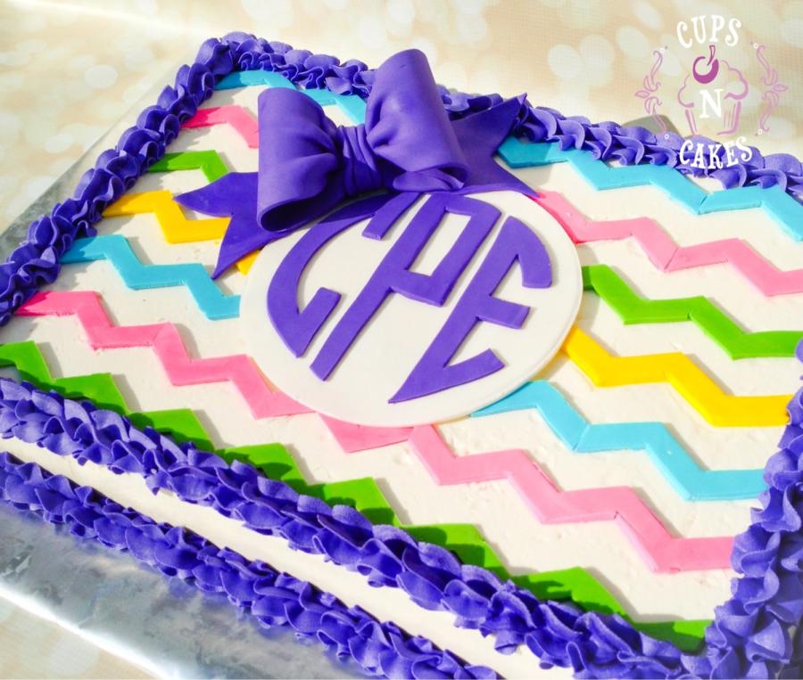 12 Photos of Chevron Sheet Cakes For Girls