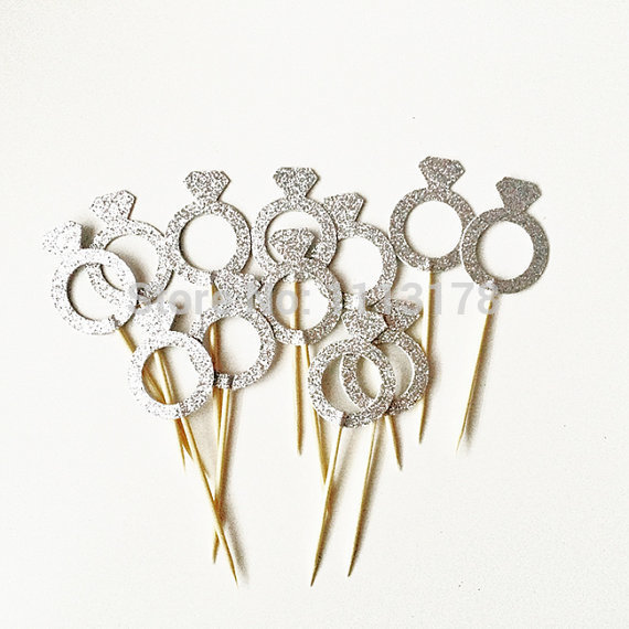 Diamond Ring Bridal Shower Cupcake Toppers