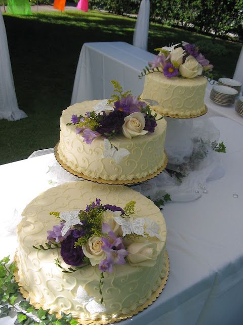 Purple Wedding Cakes Separate Tiers