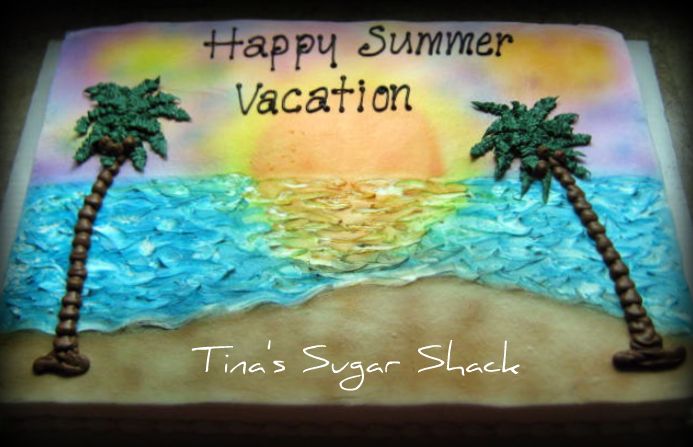 Summer Vacation Birthday Sheet Cake