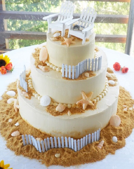 Beach Theme Wedding Cake