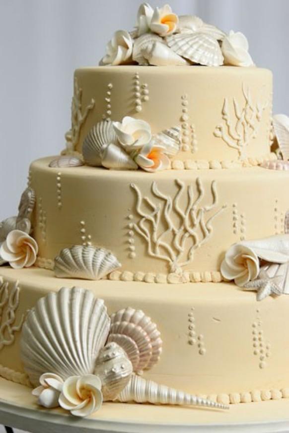 Beach Wedding Cakes with Seashells