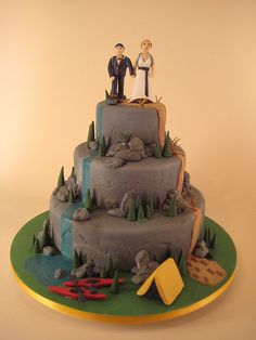 Hiking Themed Wedding Cake