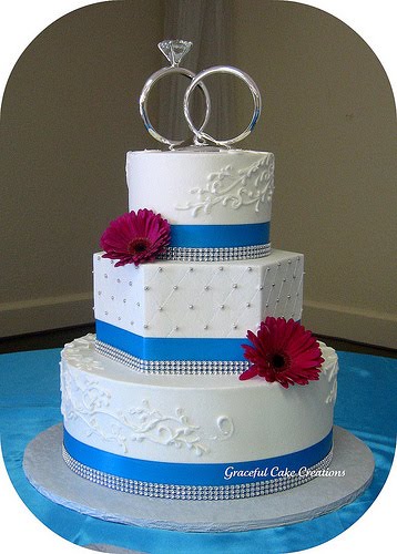 Malibu Blue and Silver Wedding Cakes