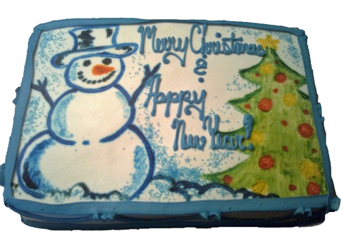 Snowman Christmas Sheet Cake