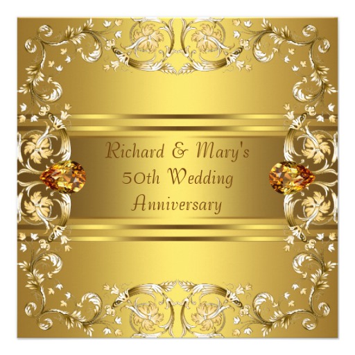 Gold 50th Wedding Anniversary Invitation