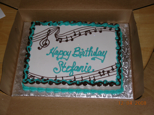 Happy Birthday Sheet Cake with Music Notes