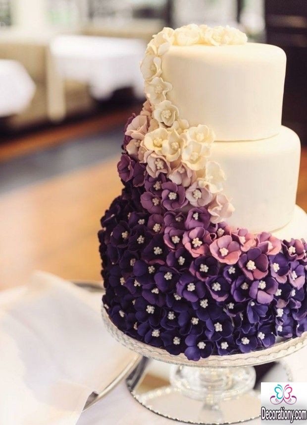 Purple Ombre Flower Wedding Cake