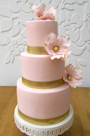 Rose Gold and Pink Wedding Cake