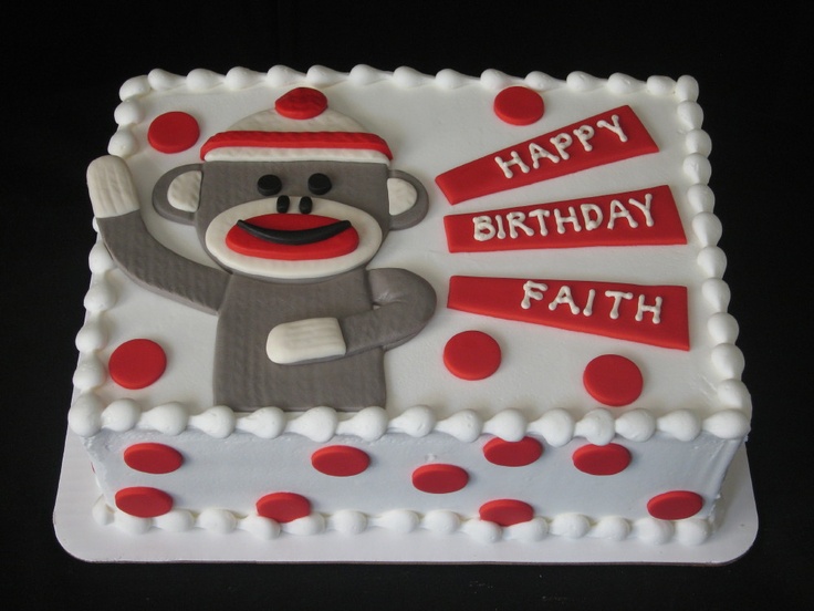 Sock Monkey Sheet Cake