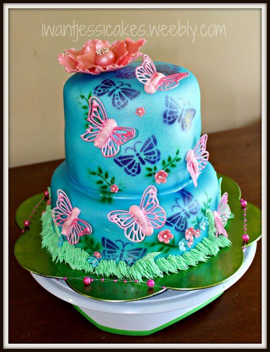 Turquoise Butterfly Cake