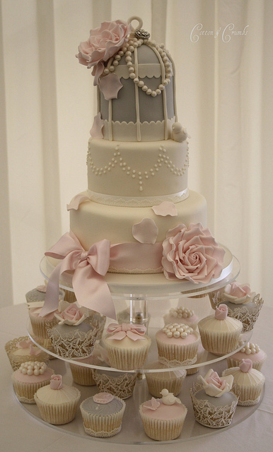 Vintage Cupcake Wedding Cake