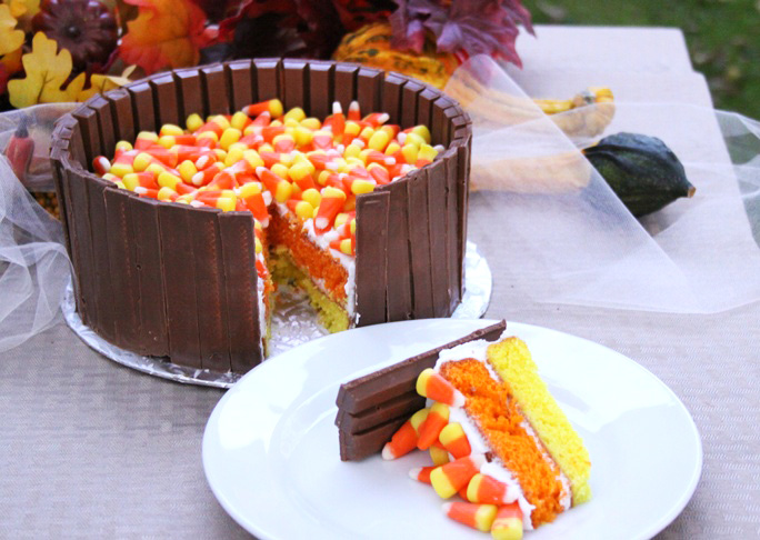 Candy Corn Kit Kat Cake