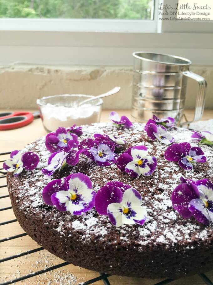 Chocolate Cake with Edible Flowers