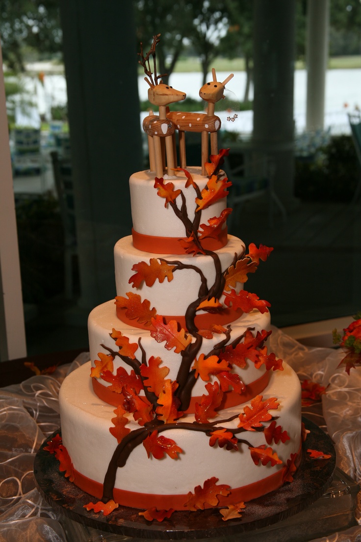 11 Fall Wedding Cakes With Initials Photo Fall Wedding Cake