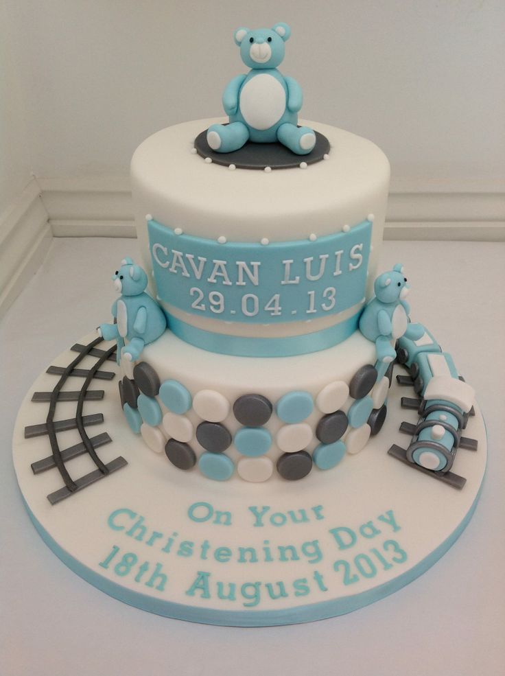 Fondant Christening Cakes for Boys