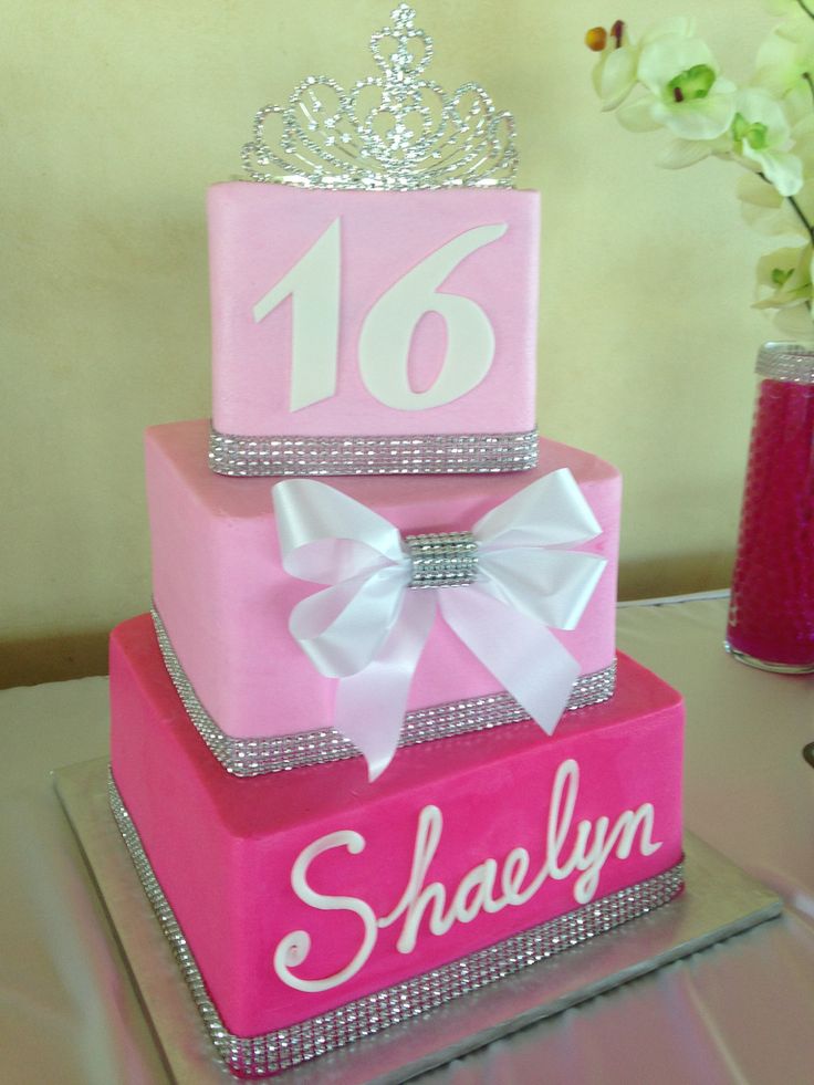 Pink Sweet 16 Birthday Cake