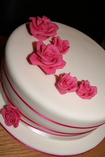 Single Tier Wedding Cakes with Roses