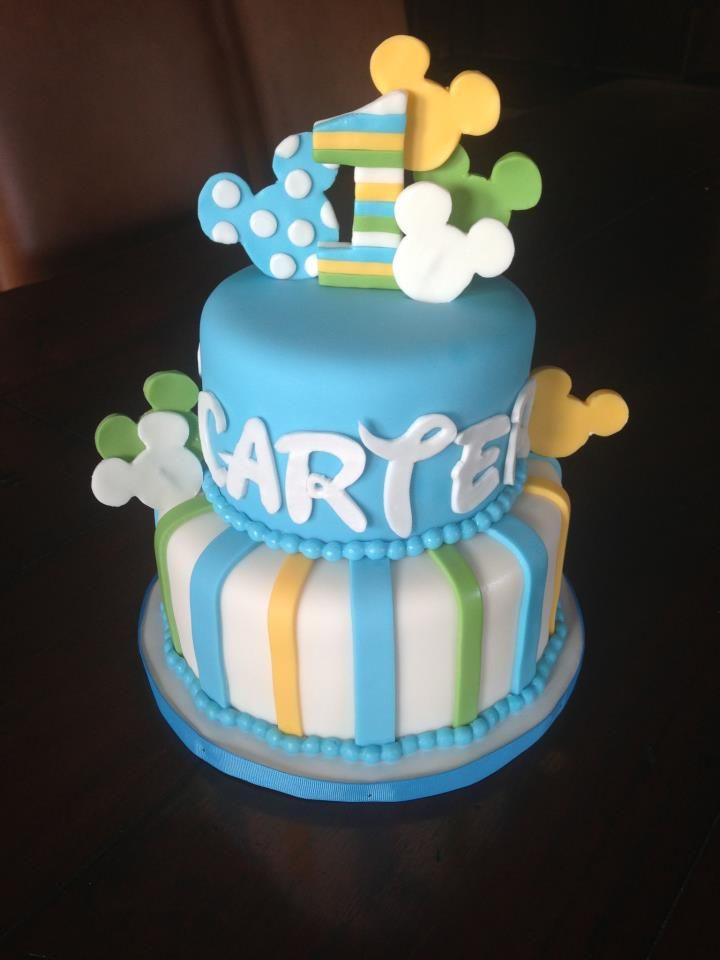 Baby Mickey 1st Birthday Cake