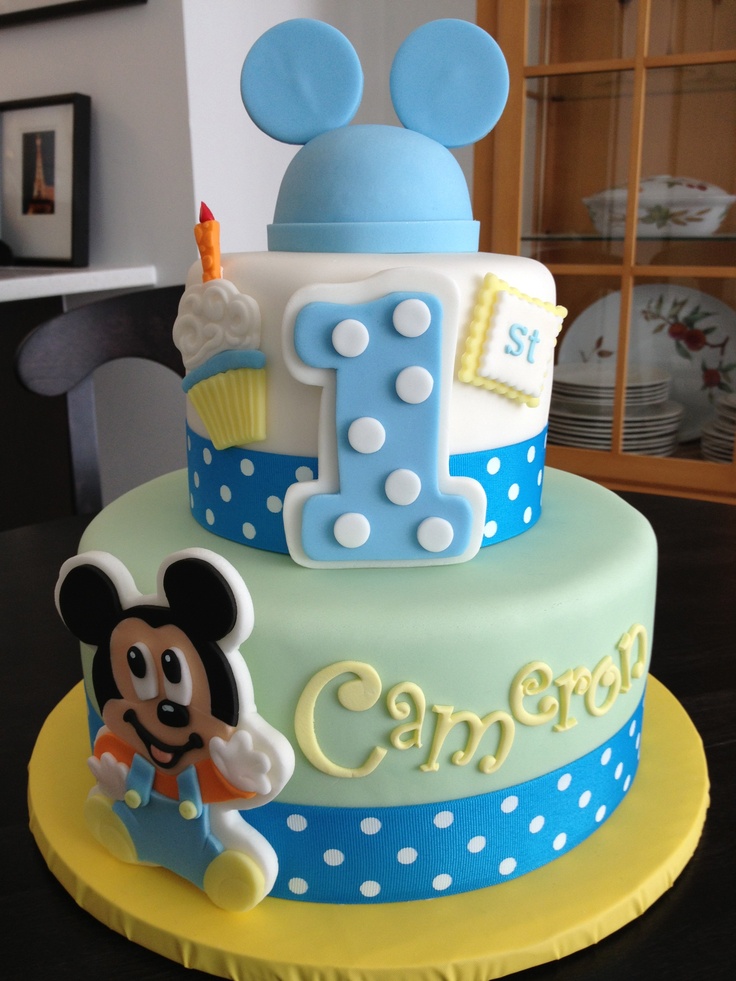 Baby Mickey First Birthday Cake