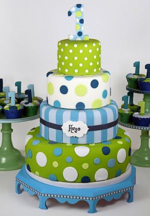 Blue and Green Boy Birthday Cake