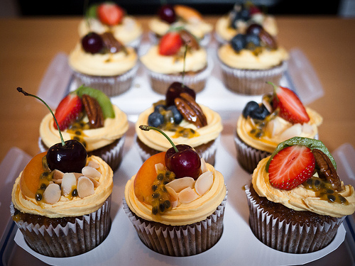 Carrot Fruit Topped Cupcakes