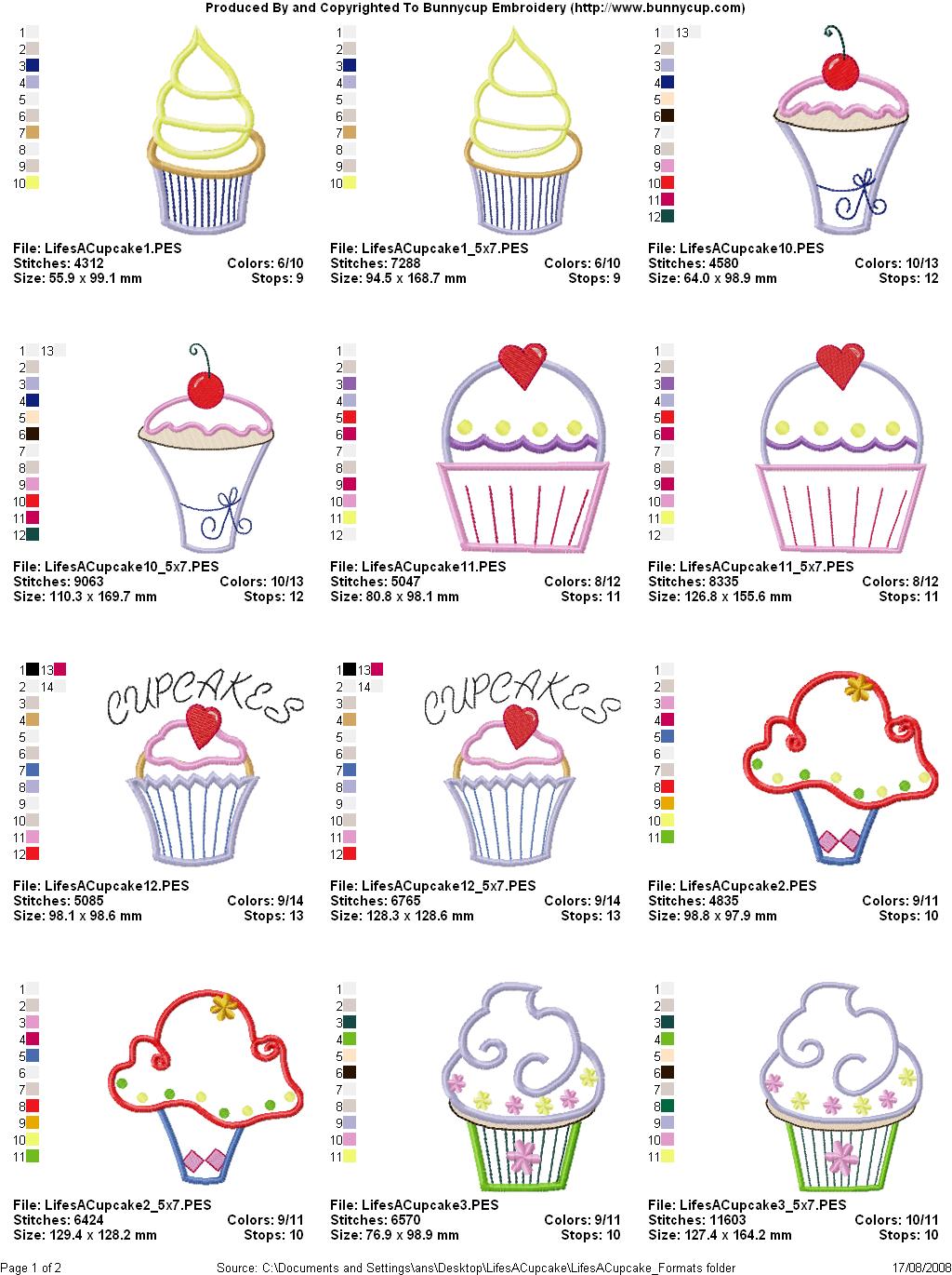 Cupcake Embroidery Design