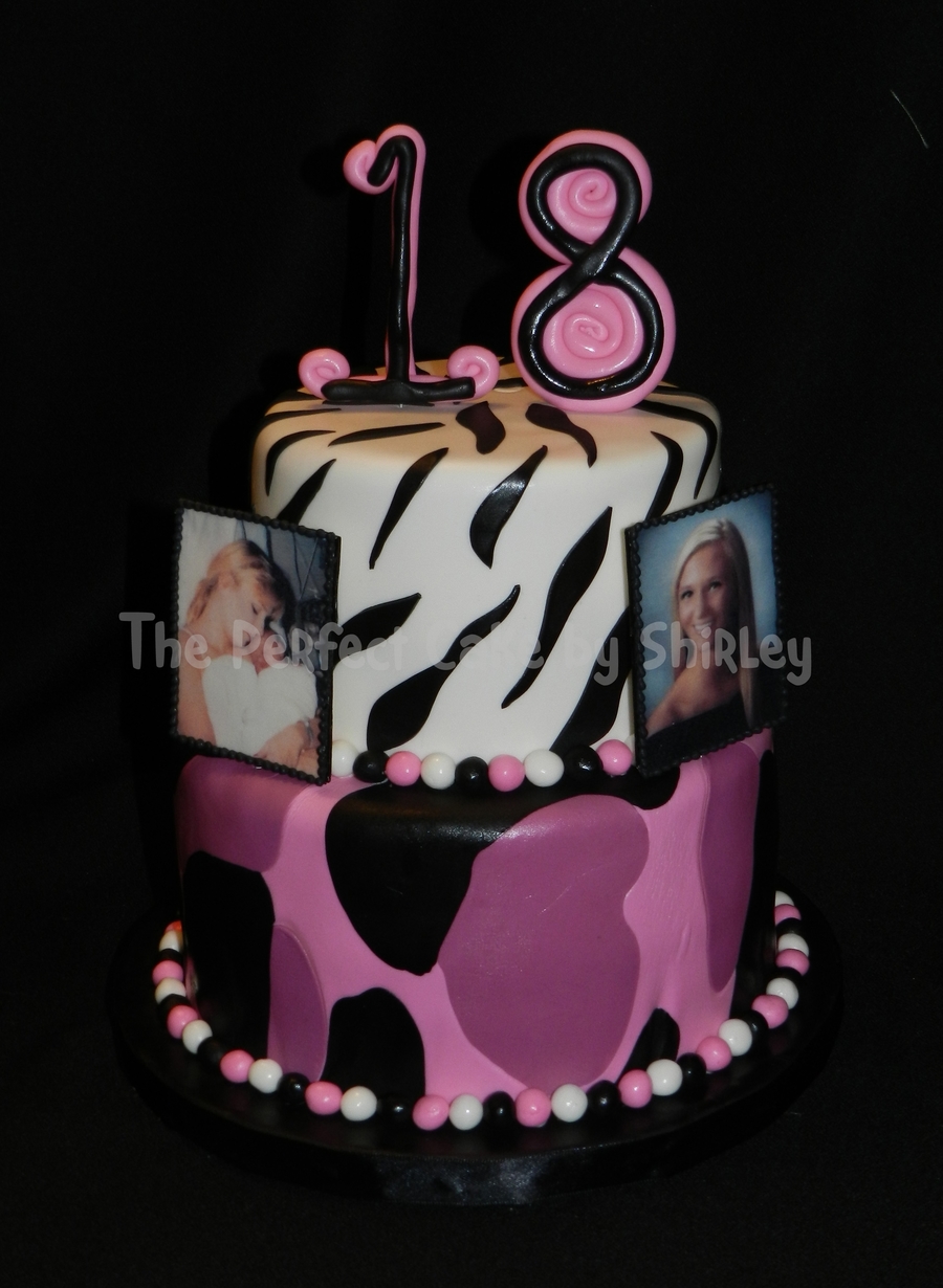 Girls Pink Camo 18th Birthday Cake