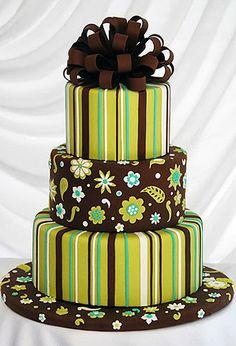 7 Photos of Anniversary Cakes Green And Brown Beautiful Color