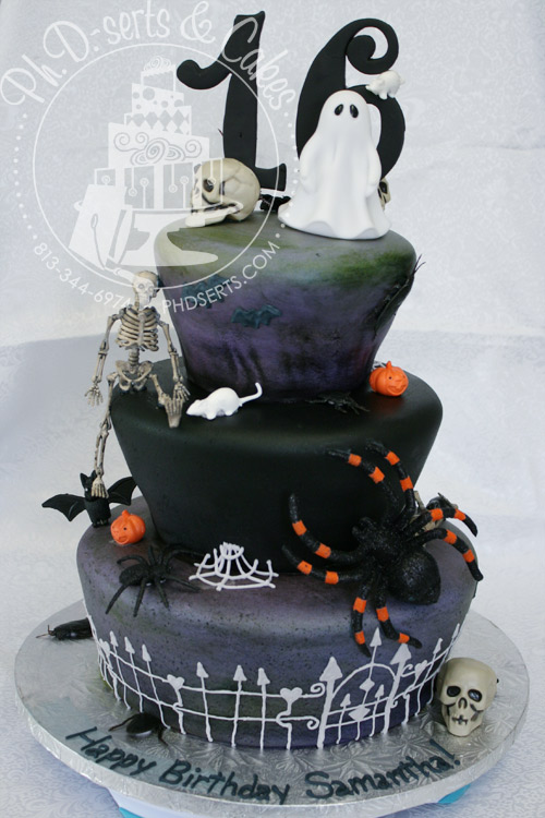 Halloween Sweet 16 Birthday Cake