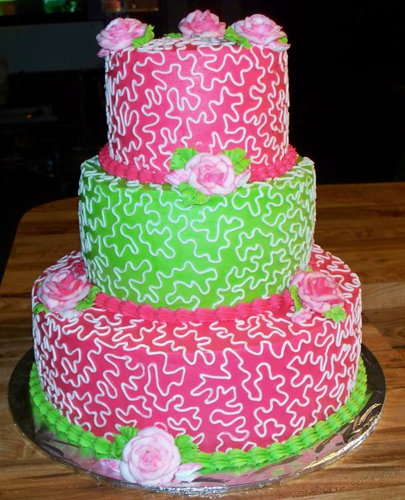 Hot Pink and Lime Green Wedding Cake