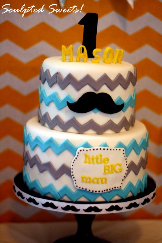 Little Man Mustache 1st Birthday Cake