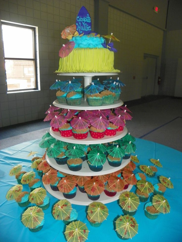 Luau Cake and Cupcakes