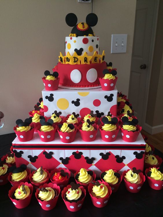 10 First Bithday Mickey Mouse Cake Cupcakes Photo Mickey Mouse 1st