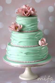 Mint Ruffle Wedding Cake