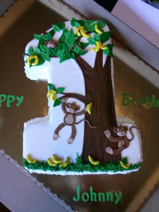 Monkey 1st Birthday Cake