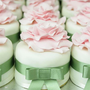 Pink and Green Cupcake Wedding Cake