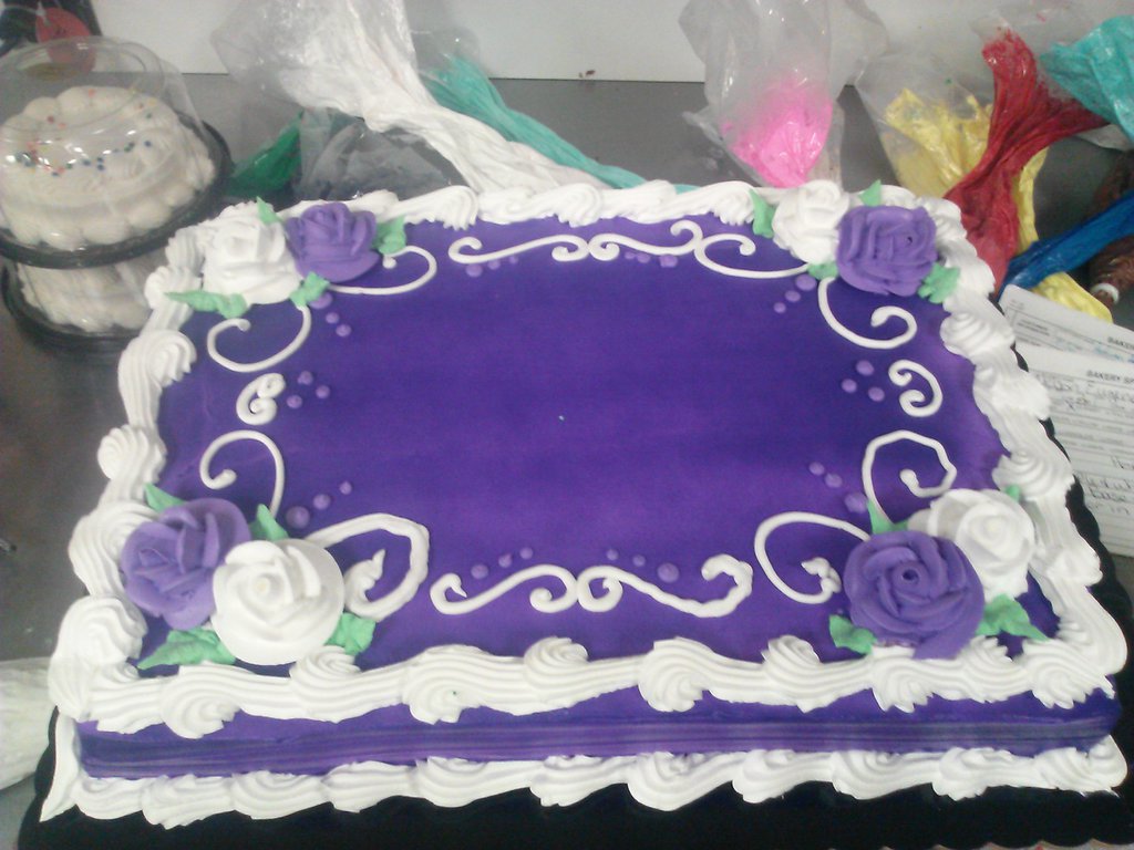 Purple and White Birthday Sheet Cakes