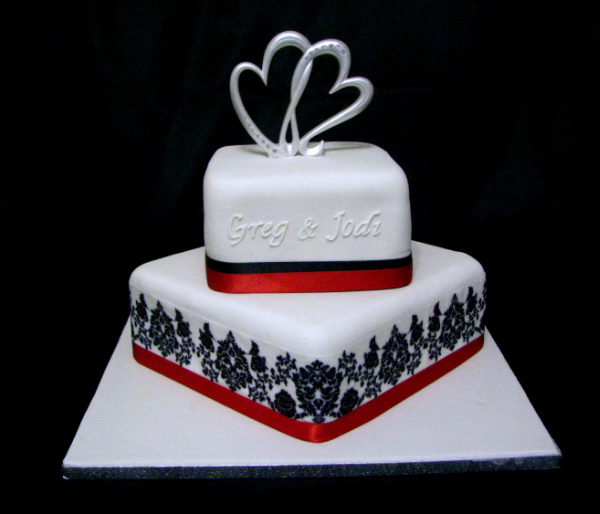 Red White and Black Wedding Cake