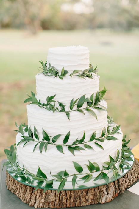 Simple Wedding Cake with Greenery