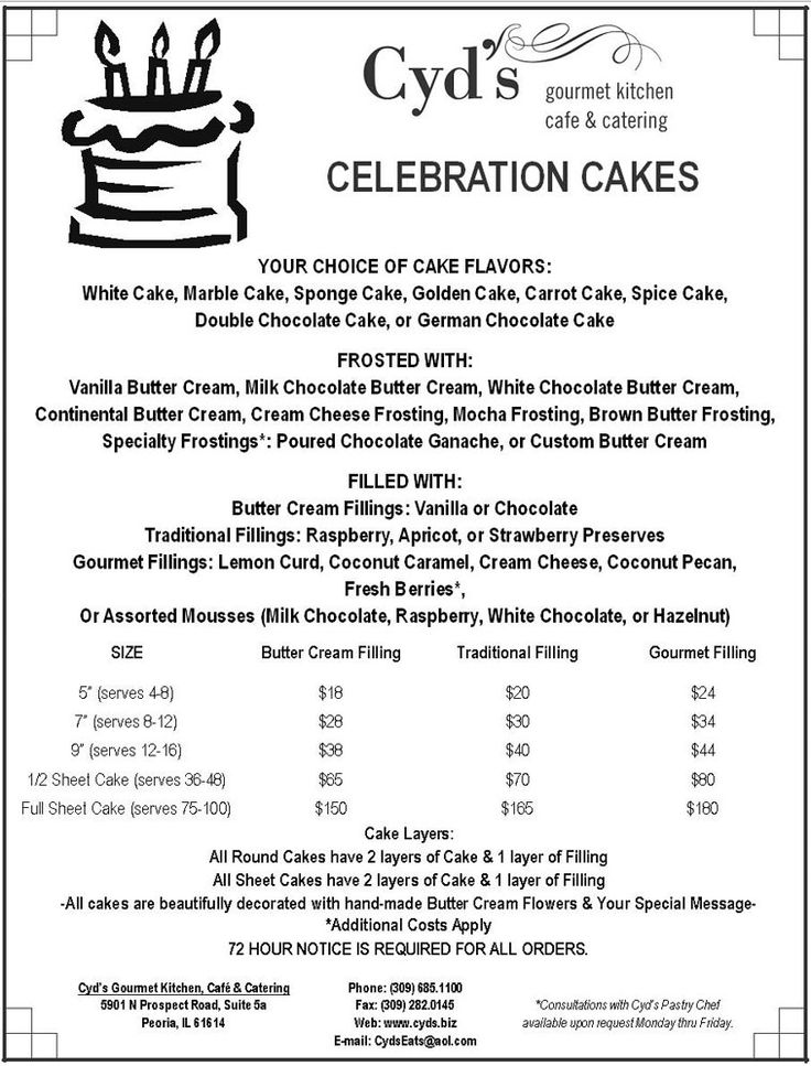 Bakery Sheet Cake Prices